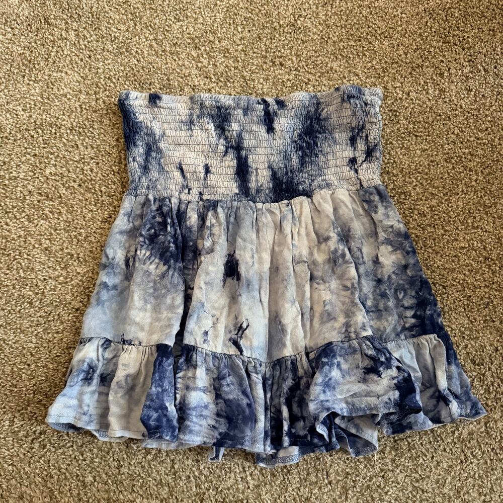 Altar'd State Tie Dye Skirt Smocked Juniors Size Medium Blue White